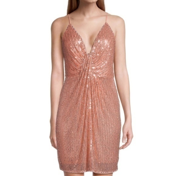 Liv Foster Sequin Mini Dress Rosy Peach Size 2